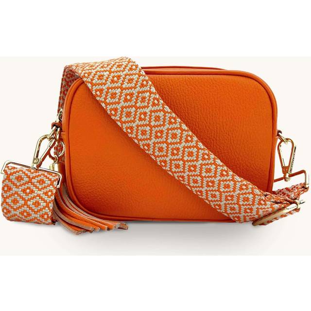 Apatchy London Cross Stitch Strap Leather Crossbody Bag, Orange