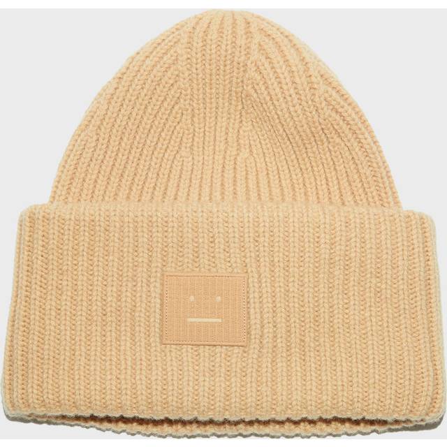 Acne Studios Beige Large Face Logo Beanie - CPA Biscuit Beige - UNI