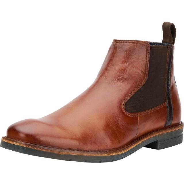 Bugatti - Ljusbruna chelsea boots i skinn storlek 44 - Cognac (44)