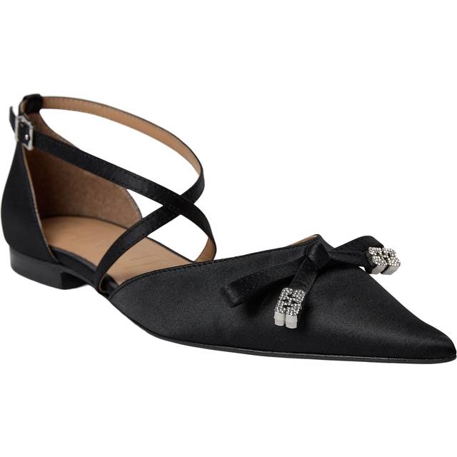 Ganni Butterfly Satin Ballet Flats - UK 7 - Black