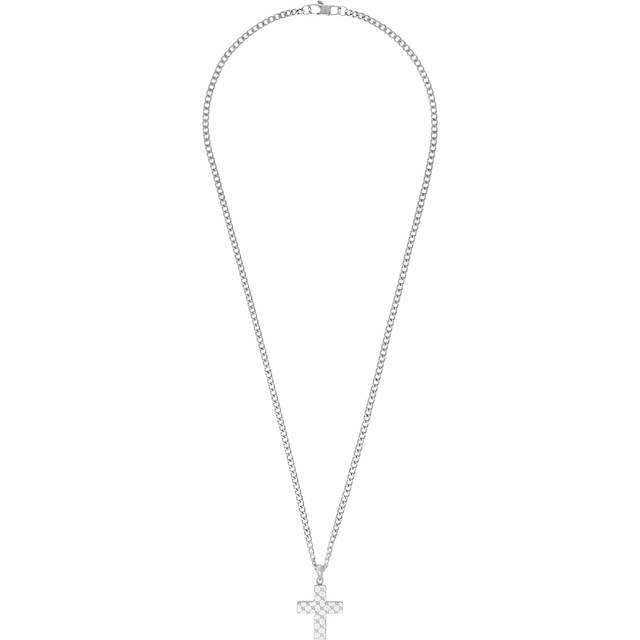 JOOP! Kedja med hängsmycke rostfritt stål herrhalsband, 60 cm, silver, kors, kommer i smyckespresentask, 2031030