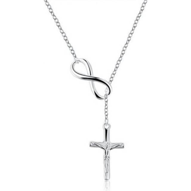 Veile Studios Infinite Crucifix Chain Pendant Necklace Silver Necklaces & Pendants