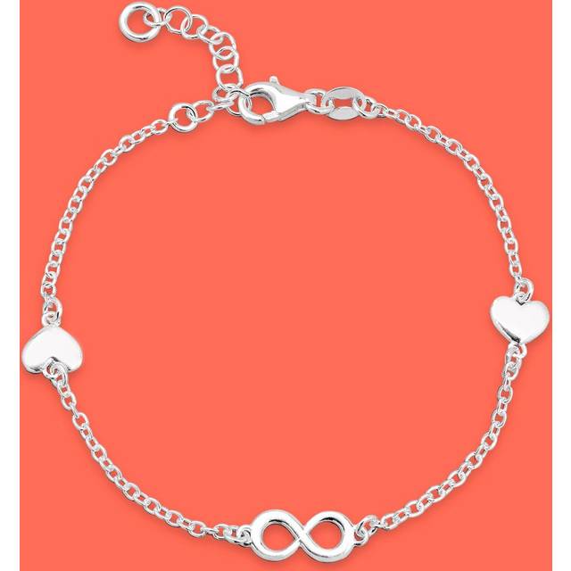 John Greed Portrait Muse Silver Infinity & Hearts Bracelet For Women - silver
