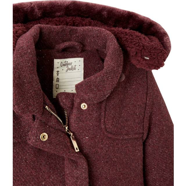 Woollen Coat for Girls purple dark solid - PURPLE DARK SOLID