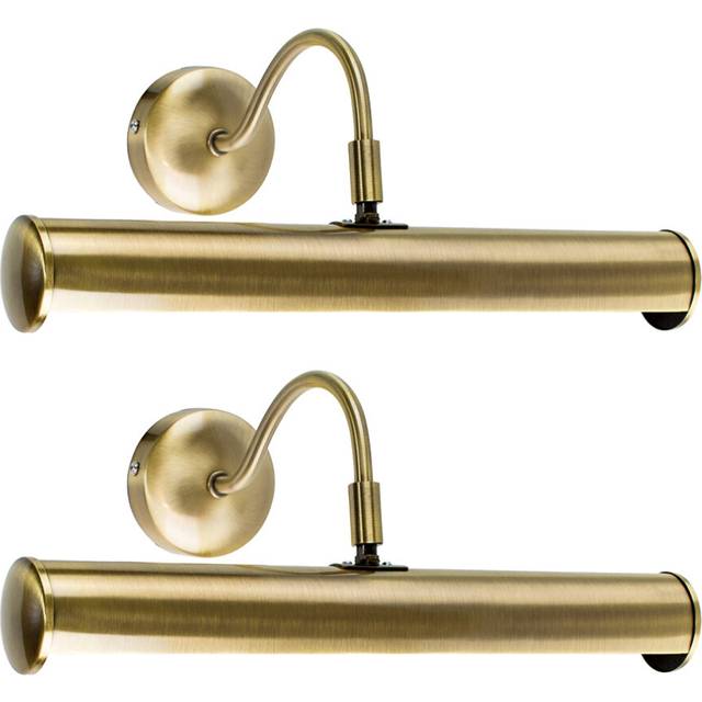 Pair of Traditional Adjustable Twin Picture Wall Light in an Antique Brass Effect Finish