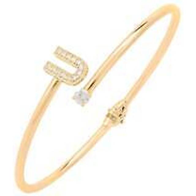 Latelita Womens Initial Bangle Gold U - Yellow Sterling Silver - One Size