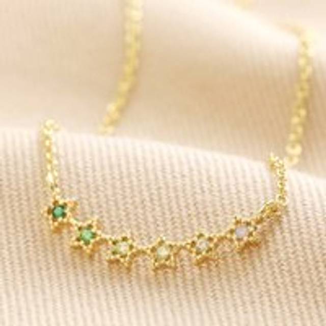Green Ombre Crystal Star Bar Necklace in Gold - gold/green/clear - one size