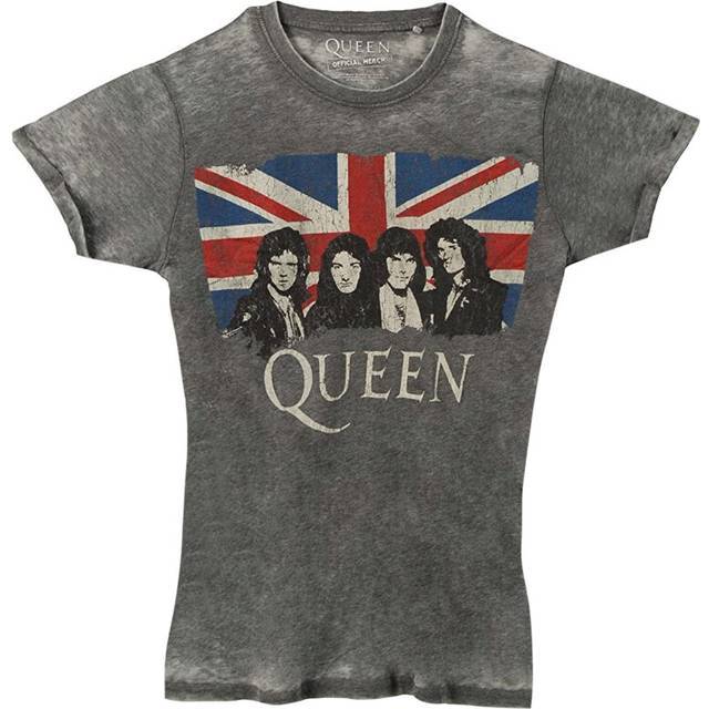 (L, Charcoal Grey) Queen Unisex Adult Burnout Union Jack T-Shirt