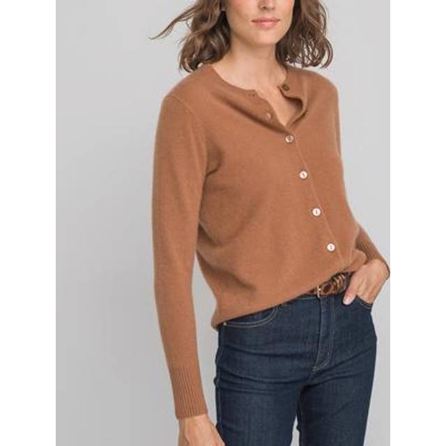 Cashmere Fine Knit Cardigan - camel - S