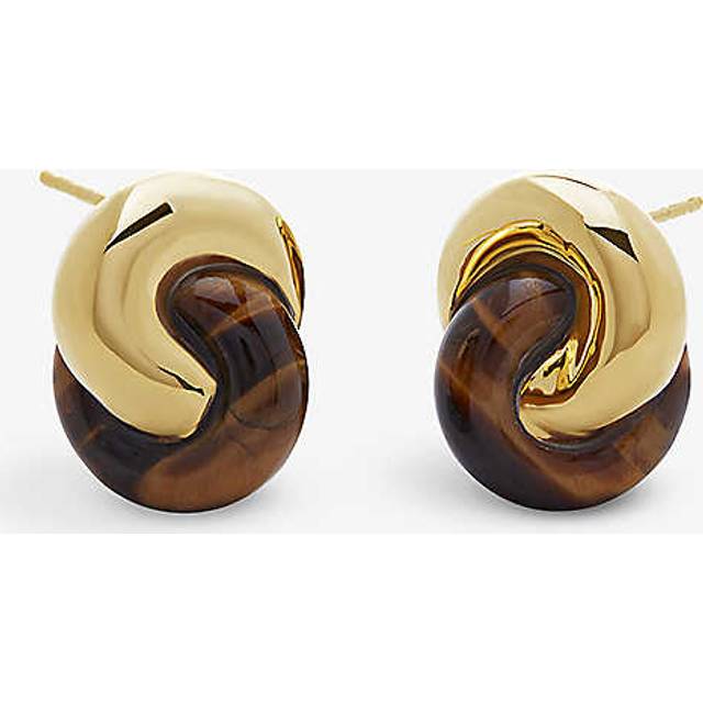 Monica Vinader Womens Yellow Gold X Kate Young 18ct Gold-plated Vermeil Sterling-silver and Tiger&#39;s Eye Earrings - YELLOW GOLD