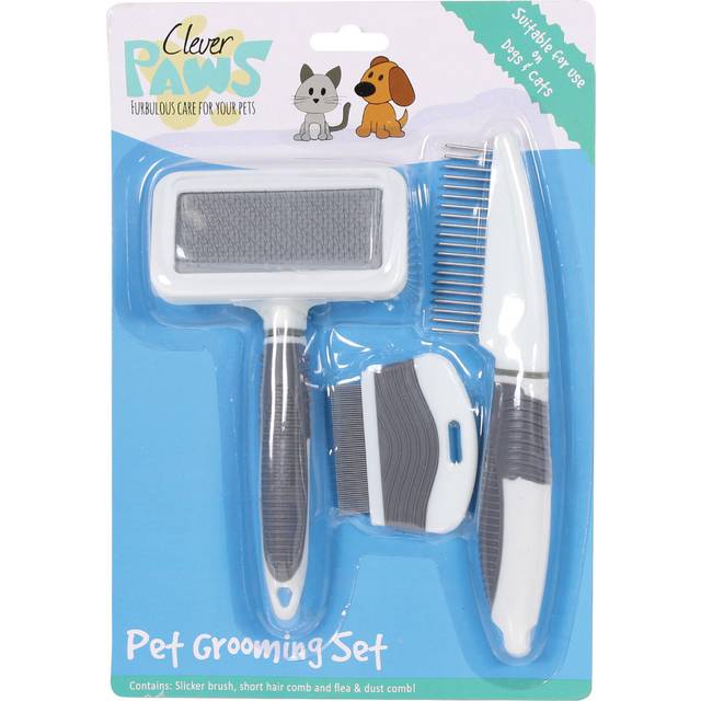 Clever Paws Pet Grooming Combs and Brushes Set - 19 x 28 x 3cm