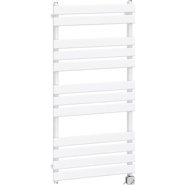 (1200x600mm, White) NRG Pre-Filled Electric Heated Towel Rail Bathroom Radiator Thermostatic Warmer Ladder