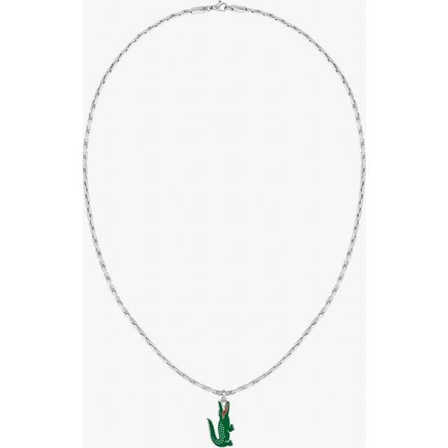 Lacoste for man. 2040228 Green link necklace (OSFA), Silver, Casual, Stainless steel