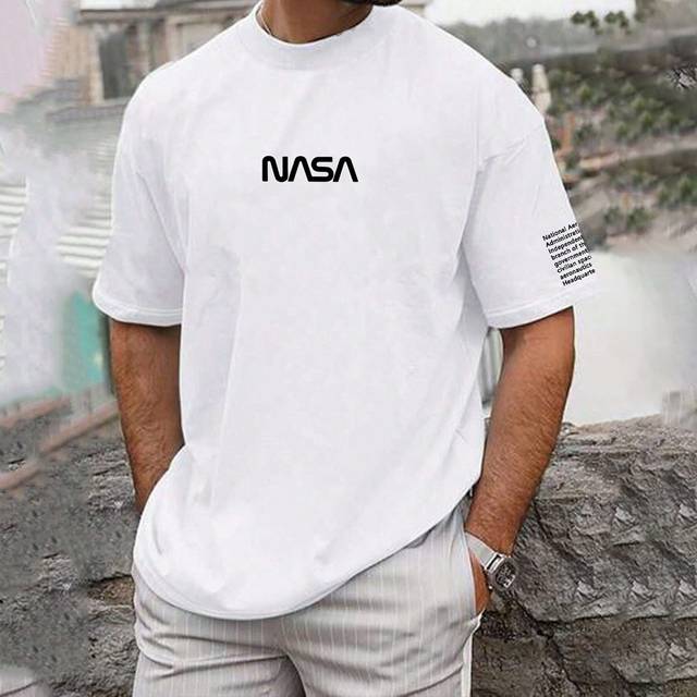 Manfinity Men Plus Size Stand Collar Letter Graphic Casual Short Sleeve T-Shirt, For Going Out