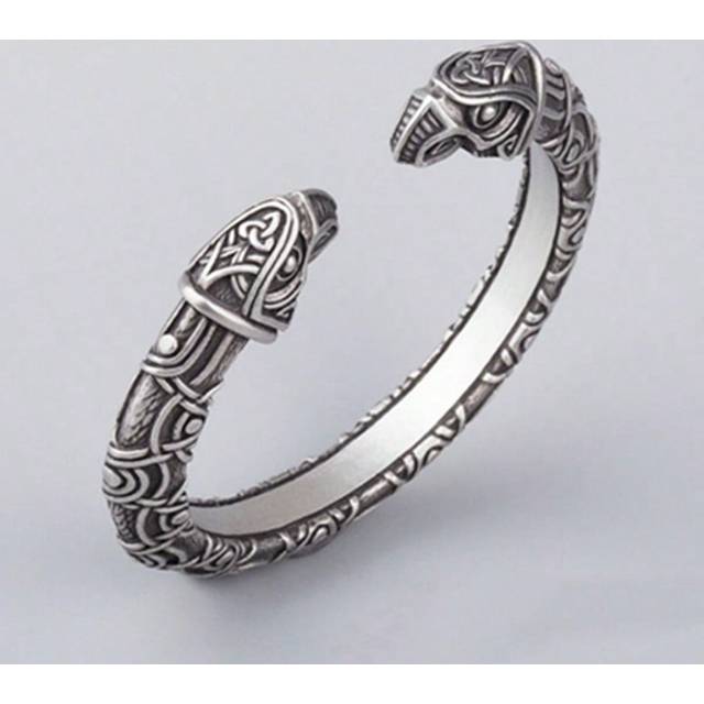 Nordisk stil Herr Armband Krona Armband Amulett Smycke - Antikt Silver (En-Storlek)