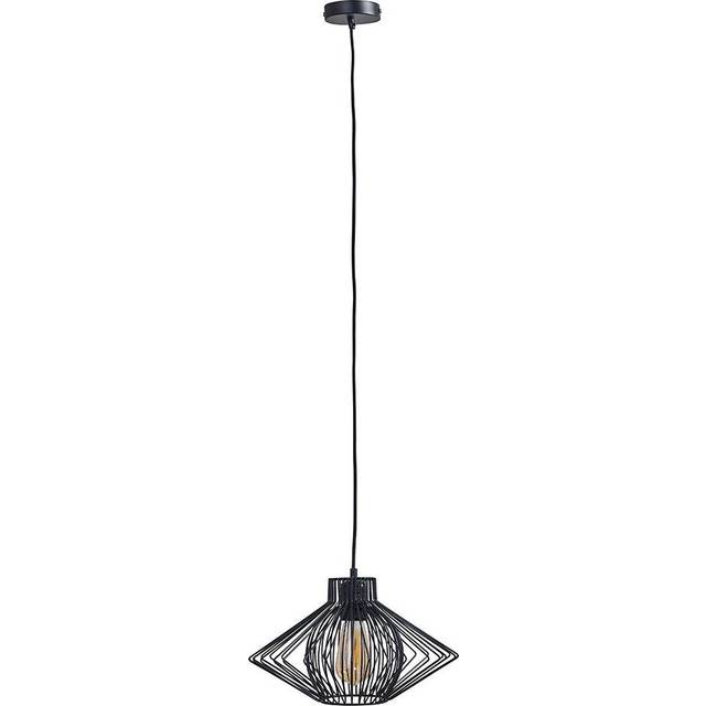 Industrial ceiling light fitting black pendant wire frame gloss shade led bulb