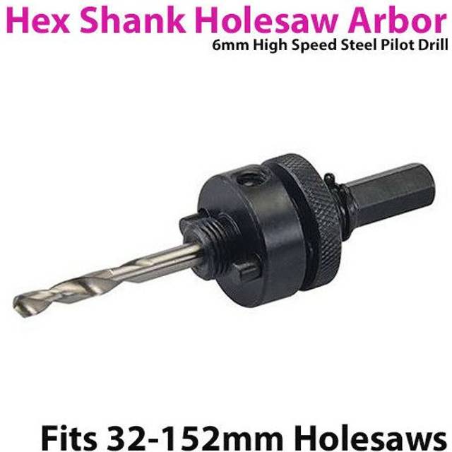 Holesaw Arbor & 6mm Pilot Drill *32 152mm Core Bits* Chuck Attachment/Adapter
