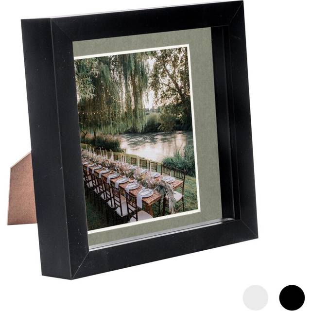 6" x 6" Black 3D Box Photo Frame - with 4" x 4" Mount - Grey Mount