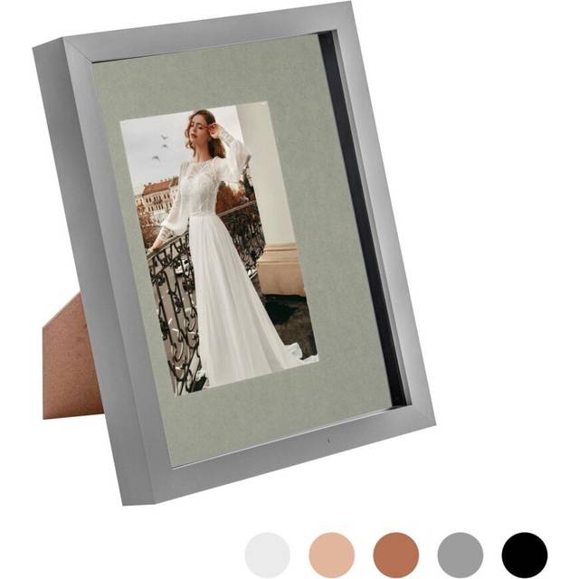 8" x 10" Grey 3D Box Photo Frame - with 4" x 6" Mount - Grey Mount