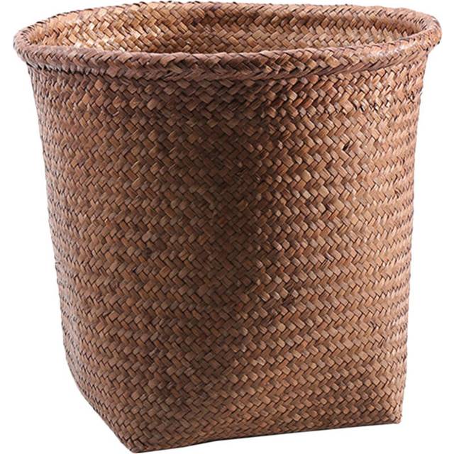 1Pcs Straw Woven Wastebasket Practical Trash Can Waste Paper Basket Storage Bin