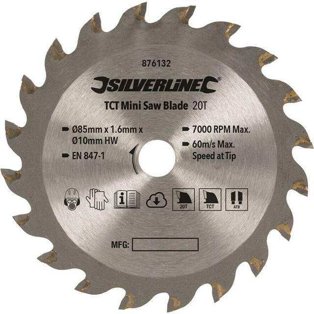 85mm Mini TCT Circular Saw Blade 20 Teeth 10mm Bore Wood & Sheet Metal Cutting