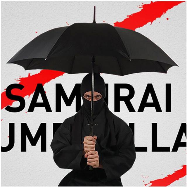 KCASA Creative Long Handle Large Windproof Samurai Umbrella Japanese Ninja-like Sun Rain Straight Umbrella Manual Open