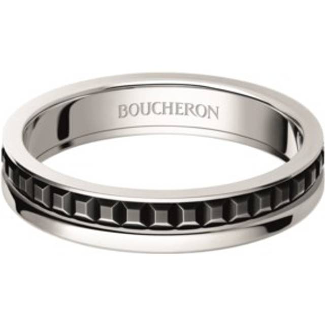 Boucheron Womens White Quatre Black Edition 18ct White-gold Wedding Band 58mm - WHITE
