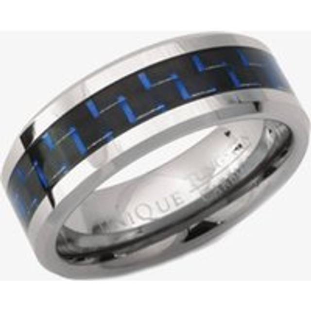 Unique Mens Tungsten Blue Carbon Inlay 8mm Ring TUR-32-66 - Three Colour
