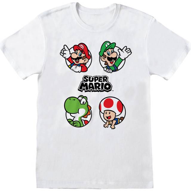 Super Mario Unisex Vuxen Circle T-shirt L vit