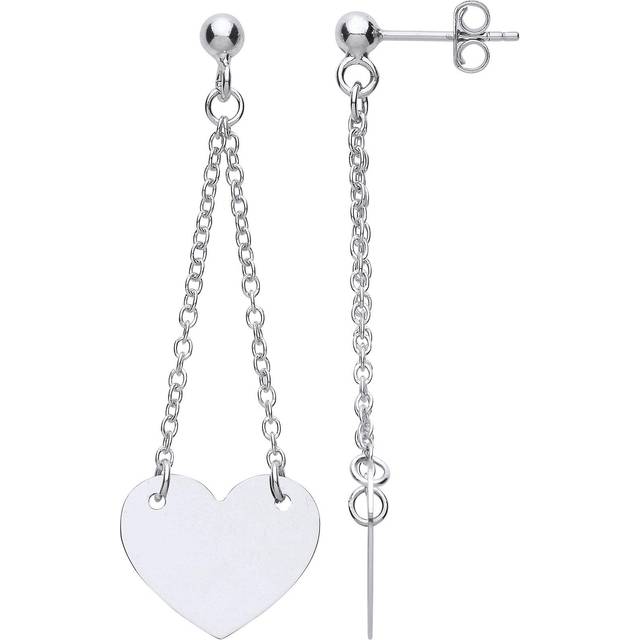 Jewelco London Ladies Sterling Silver Love Heart Ball & Chain Stud Drop Earrings - GVE762