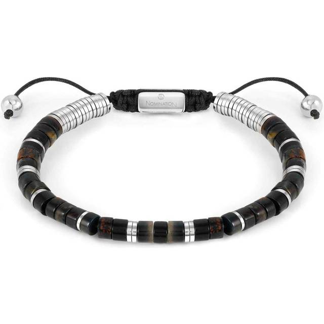 Nomination Instinct Style Silver Steel &amp; Brown Jasper Bracelet
