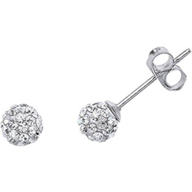 Jewelco London Ladies Sterling Silver Crystal Disco Ball Stud Earrings - GVE142-6MWHT