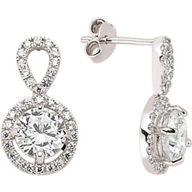 Jewelco London Ladies Sterling Silver Cubic Zirconia Infinity Halo Stud Earrings - GVE400
