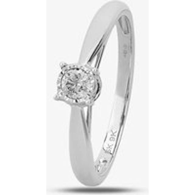 9ct White Gold 0.25ct Diamond Mount Accent Solitaire Ring THR20232-25 Q - Silver