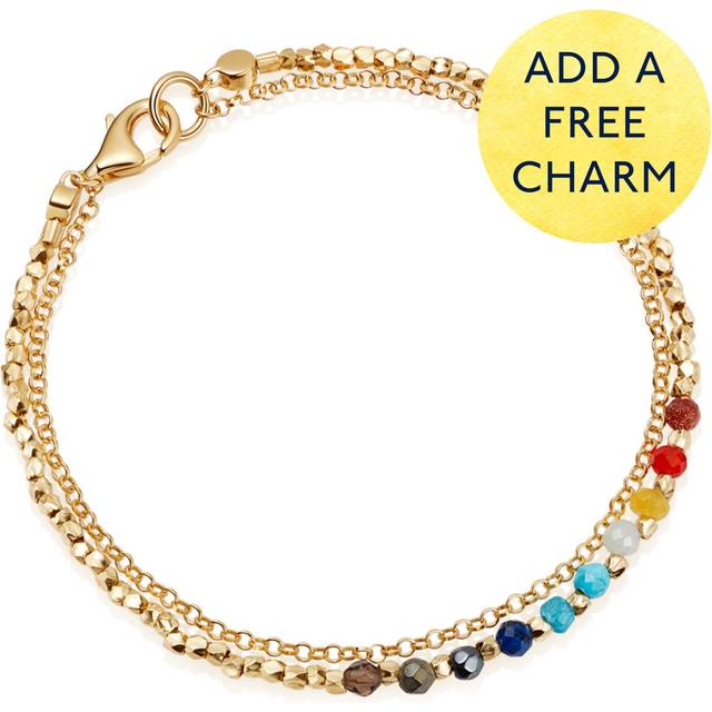 Astley Clarke Womens Yellow Gold Vermeil Biography 18ct Gold-plated Sterling Silver and Rainbow Gemstone Bracelet - YELLOW GOLD VERMEIL