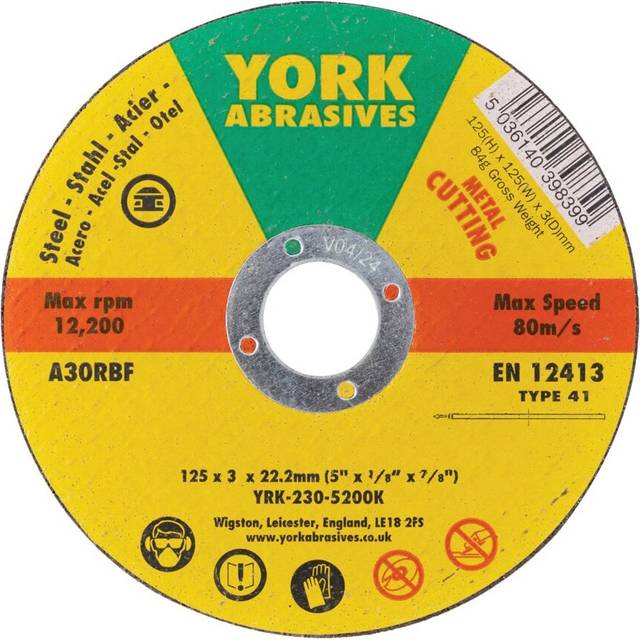 York 125X3X22MM A30-R BF Type 41 Reinforced Cutting Disc- you get 5