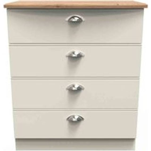 Welcome Furniture Ready Assembled Victoria 4 Drawer Chest In Cream Ash & Oak, Cream