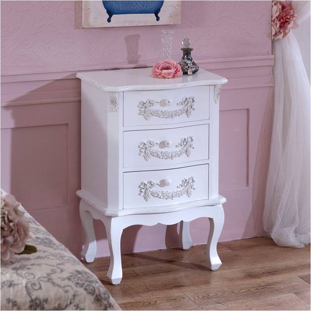 Antique White 3 Drawer Bedside Table - Pays Blanc Range Material: Furniture/Furniture Ranges/Pays Blanc Range