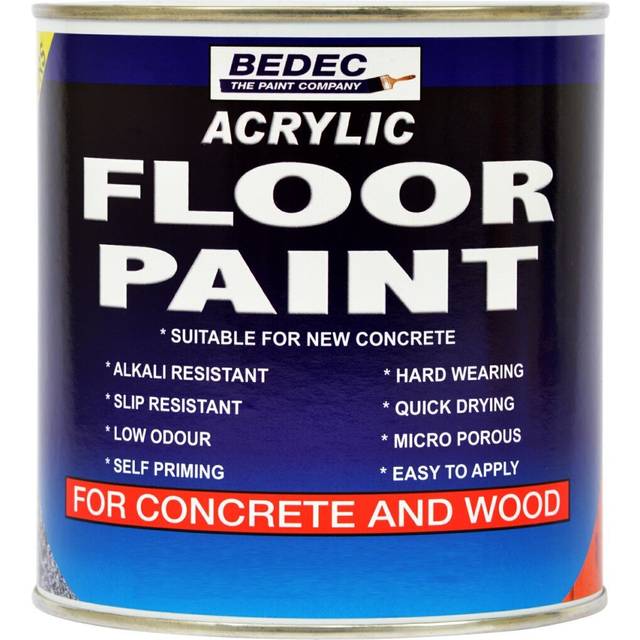Bedec Acrylic Floor Paint, White 1L | Non Slip Acrylic Floor Paint, For Wooden and Concrete Floors, Garage Floor Paint