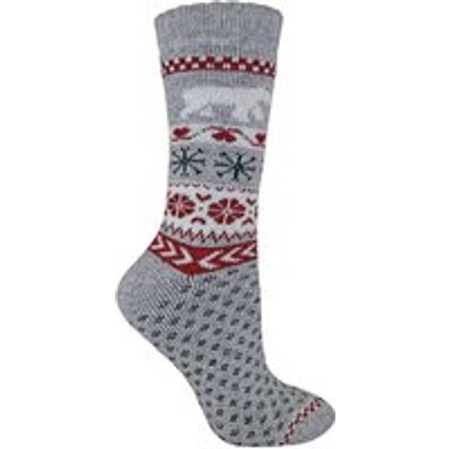 Sock Snob - Womens Wool Knitting Pattern Novelty Christmas Socks - Grey - Size UK 4-6.5