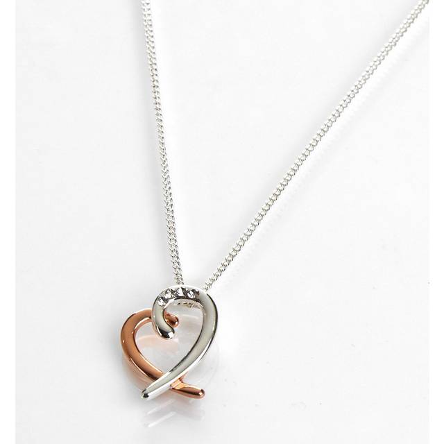 Polished two tone layered heart necklace