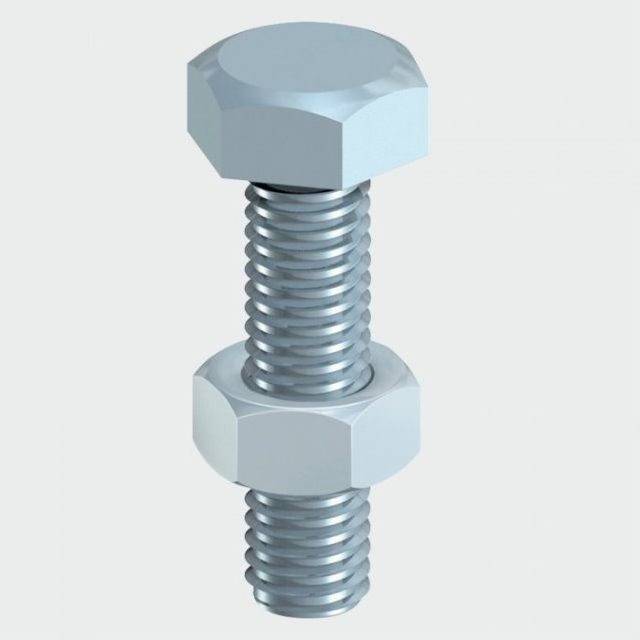 M10 x 50mm Steel BZP Hex Bolts With Nuts x 2 (Pick from 101989 T12)