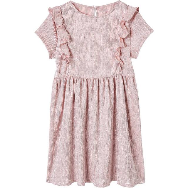 Occasion Wear Dress in Fancy Iridescent Fabric, for Girls pale pink