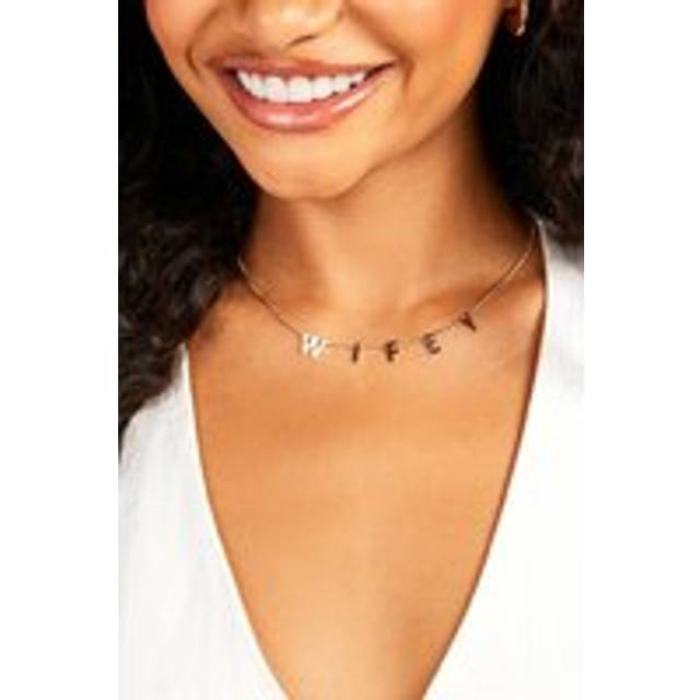 Womens Bridal 'Wifey' Polished Necklace - Gold - One Size, Gold