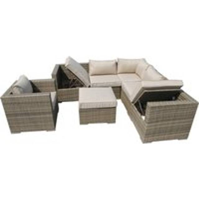 Furniture One 9 Seater Rattan Garden Corner Lounge Set - Grey