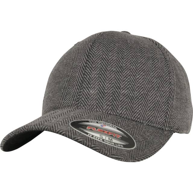 (L/XL, Black/Heather Grey) Flexfit by Yupoong Herringbone Melange Cap