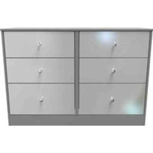 Welcome Furniture Ready Assembled Padstow 6 Drawer Wide Chest In Uniform Grey & Dusk Grey, Grey