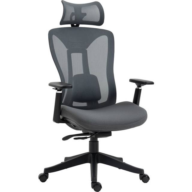 Vinsetto Executive Office Chair with Mesh Back Lumbar Support Flip-Up Arm Grey