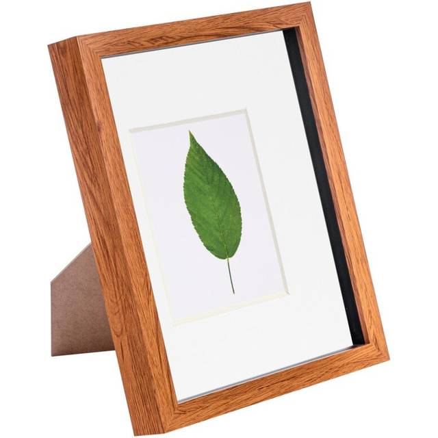 8" x 10" Dark Wood 3D Box Photo Frame - with 4" x 6" Mount - White Mount