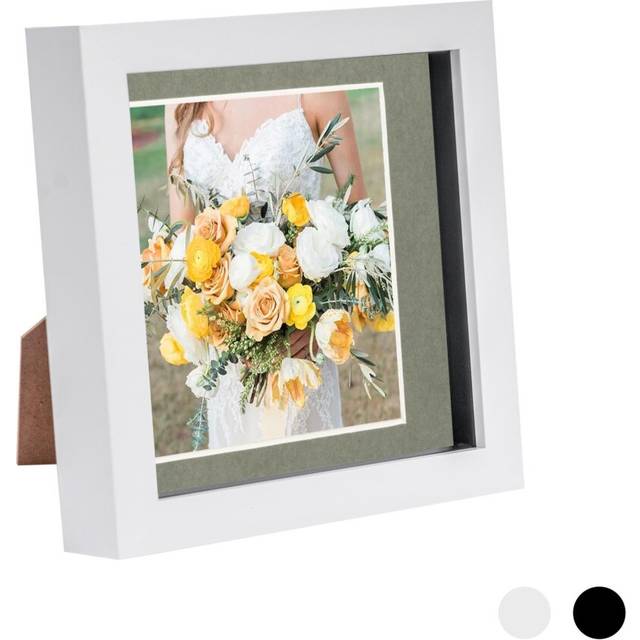 6" x 6" White 3D Box Photo Frame - with 4" x 4" Mount - Grey Mount